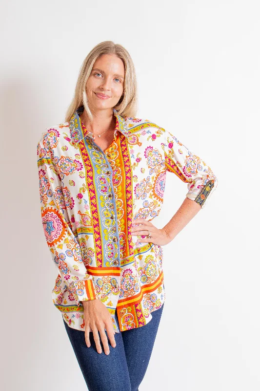 Scarf Print Blouse Elegant Silk Blouse