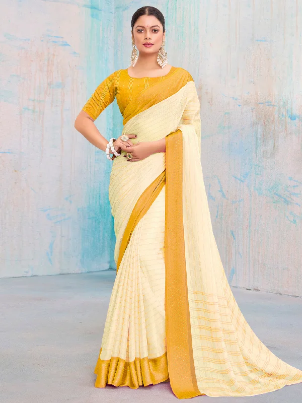 Women's Pure Chiffon Yellow Printed Designer Saree With Blouse Piece Bell Sleeve Blouse Women's Pure Chiffon Yellow Printed Designer Saree With Blouse Piece Bell Sleeve Blouse