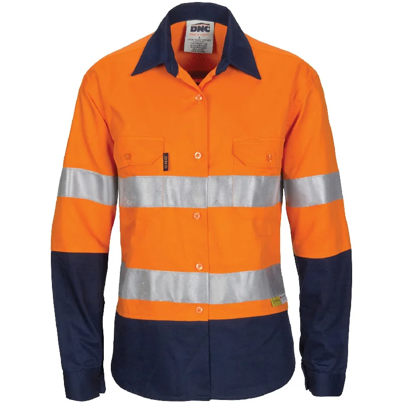 DNC Ladies Hi Vis 3 Way Cool Breeze Cotton Shirt With Gusset Sleeve 3M R/Tape L/S (3749)-- Collared Crew Neck Turtle Neck DNC Ladies Hi Vis 3 Way Cool Breeze Cotton Shirt With Gusset Sleeve 3M R/Tape L/S (3749)-- Collared Crew Neck Turtle Neck