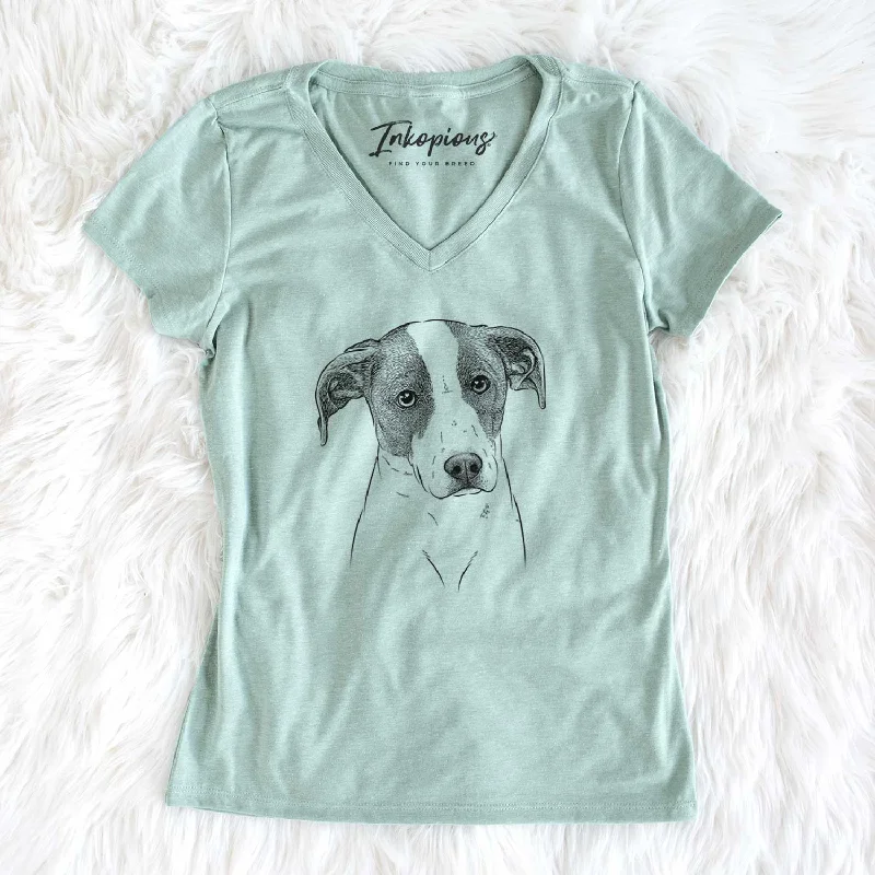 Bare Zephyr the Pointer Mix - Women's V-neck Shirt-- Chenille Blend Fleece Blend Nylon Blend
