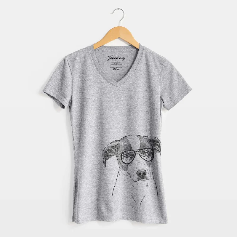Aviator Zephyr the Pointer Mix - Women's V-neck Shirt-- Silk Blend Satin Velvet