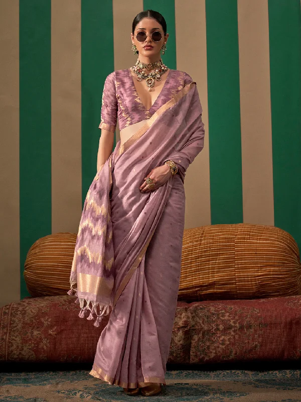 Women's Silk Blend Mauve Woven Design Designer Saree With Blouse Piece Office-Ready Blouse Women's Silk Blend Mauve Woven Design Designer Saree With Blouse Piece Office-Ready Blouse