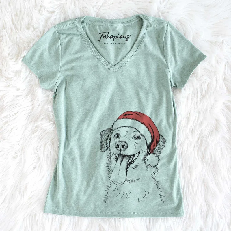 Santa Charles Xavier the Mixed Breed - Women's V-neck Shirt-- Thin T-Shirt Open Front Quick Dry Santa Charles Xavier the Mixed Breed - Women's V-neck Shirt-- Thin T-Shirt Open Front Quick Dry