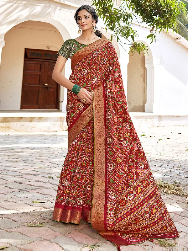 Women's Soft Silk Red Woven Design Designer Saree With Blouse Piece Feminine Ruffle Blouse Women's Soft Silk Red Woven Design Designer Saree With Blouse Piece Feminine Ruffle Blouse