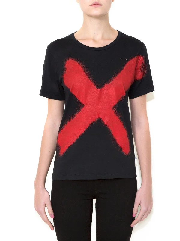 X RED Women Regular Fit T-shirt-- Terry Blend Velvet Blend Canvas Blend
