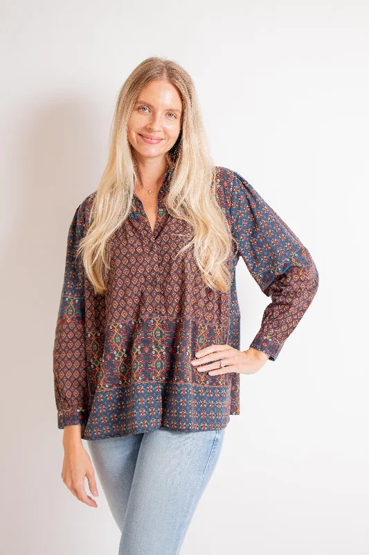 "Franci" Blouse Ruched Sleeve Blouse