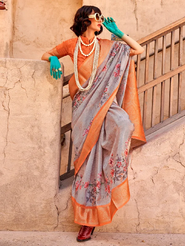 Women's Georgette Orange Woven Design Designer Saree With Blouse Piece Everyday Stylish Blouse Women's Georgette Orange Woven Design Designer Saree With Blouse Piece Everyday Stylish Blouse