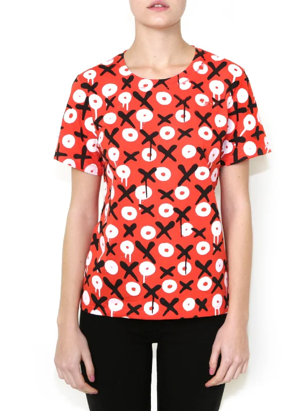 OX ON RED Women Regular Fit T-shirt-- Polka Dot Checkered Tartan