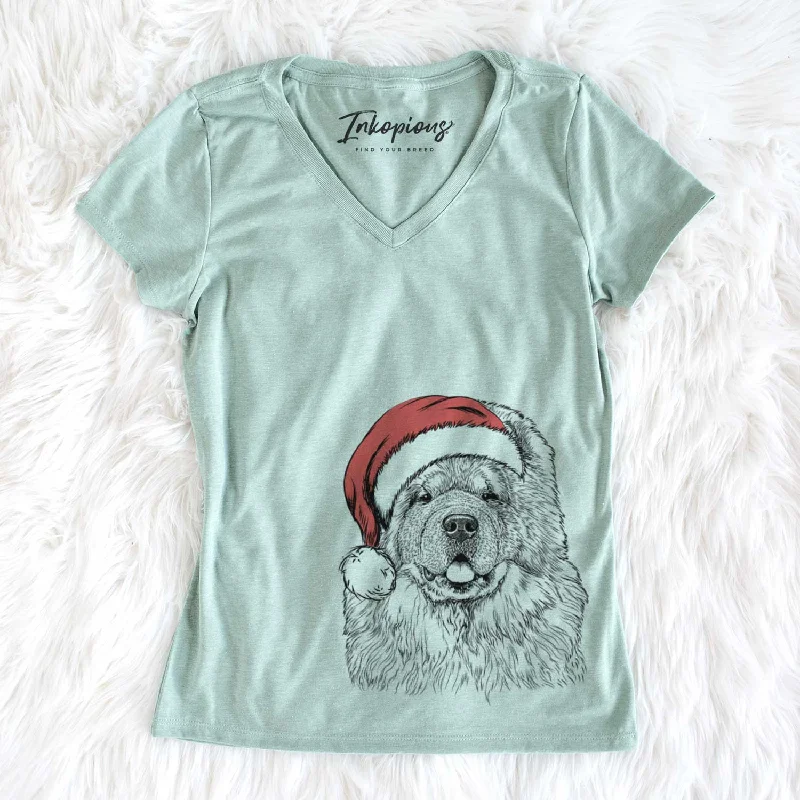 Santa Baloo the Chow Chow - Women's V-neck Shirt-- Anti-Shrink Durable Soft