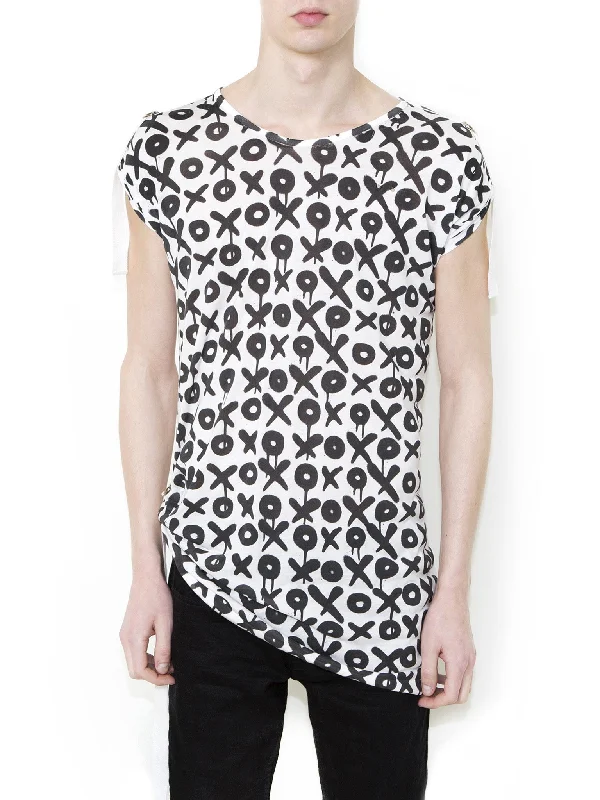 OX ON WHITE Unisex Fashion Fit T-shirt-- Hooded Caped Shawl Collar