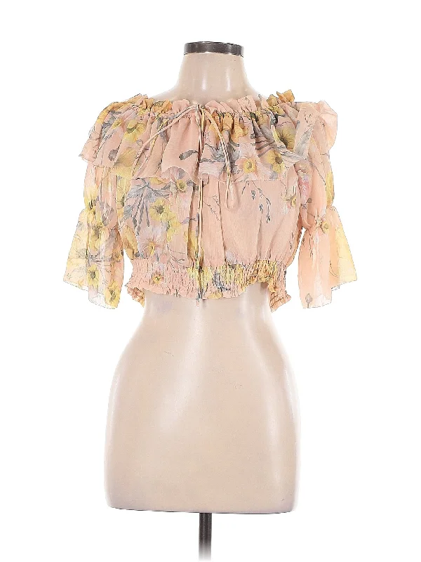 Short Sleeve Blouse Off-Shoulder Wrap Blouse