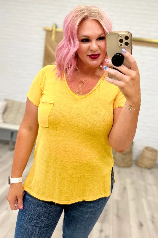 Hazel Blues® | Melange Burnout V-Neck T-Shirt in Yellow Gold-- Layered Multi-layer Single Layer Hazel Blues® | Melange Burnout V-Neck T-Shirt in Yellow Gold-- Layered Multi-layer Single Layer