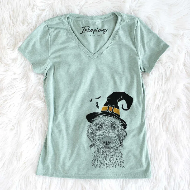 Witch Wilkins the Wirehaired Pointing Griffon - Women's V-neck Shirt-- Collared T-Shirt Boat Neck A-Line Witch Wilkins the Wirehaired Pointing Griffon - Women's V-neck Shirt-- Collared T-Shirt Boat Neck A-Line