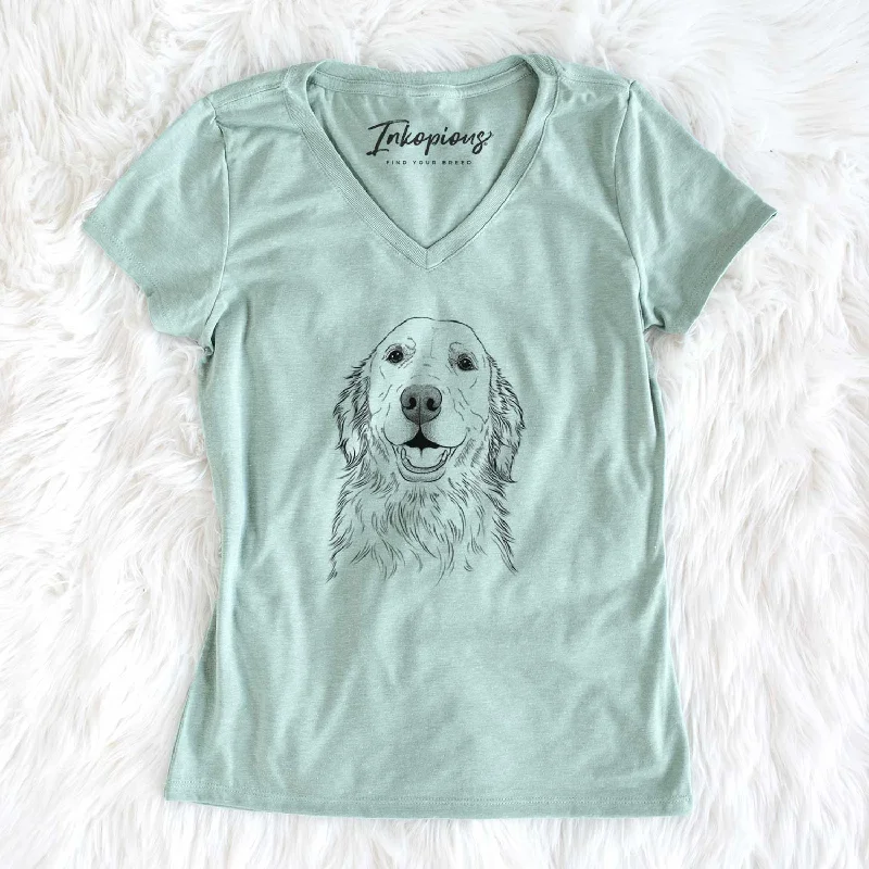 Bare Ridge the Golden Retriever - Women's V-neck Shirt-- Machine Wash Dry Clean Hand Wash Bare Ridge the Golden Retriever - Women's V-neck Shirt-- Machine Wash Dry Clean Hand Wash