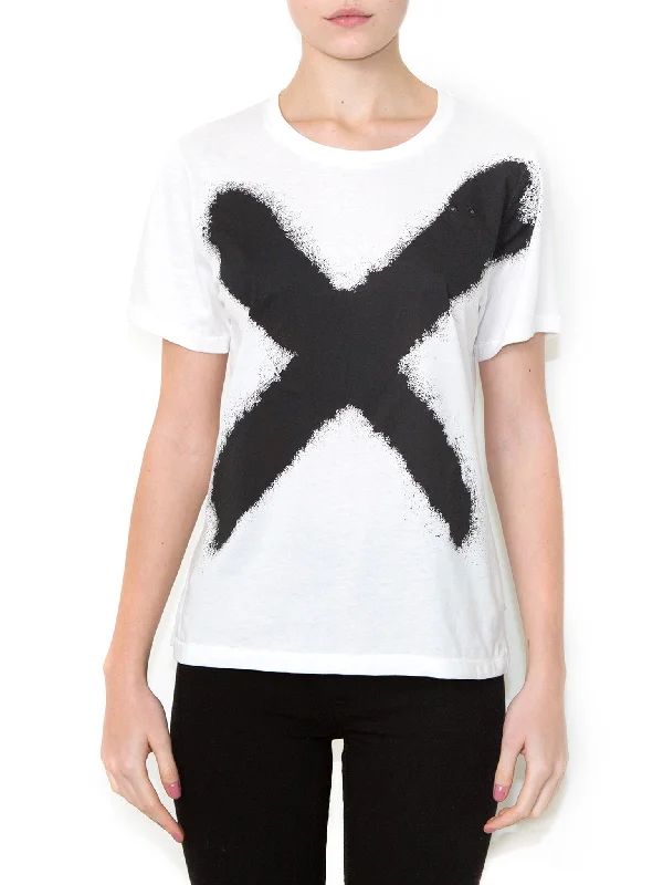X BLACK Women Regular Fit T-shirt-- Print Jacquard Patchwork