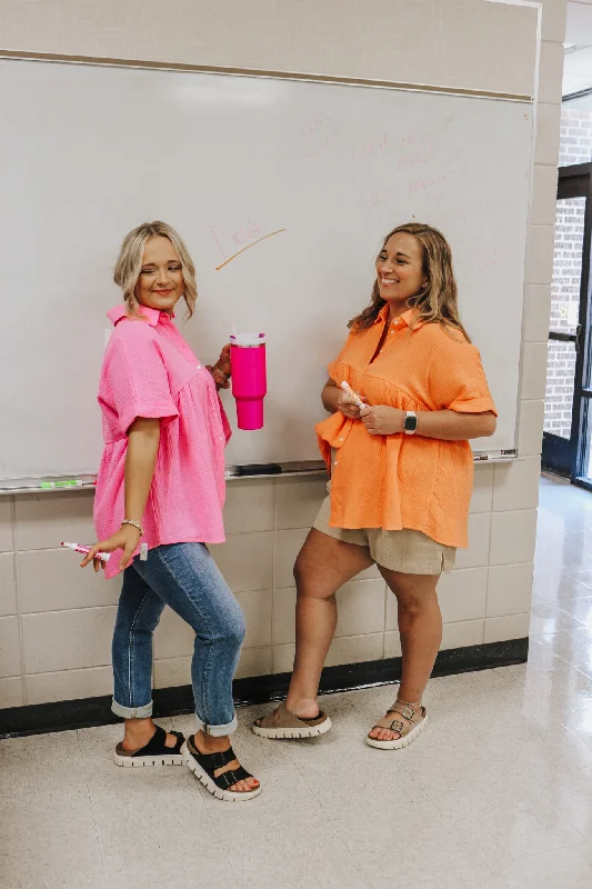 Take Advantage Button Up Blouse -2 Colors Casual Button Blouse