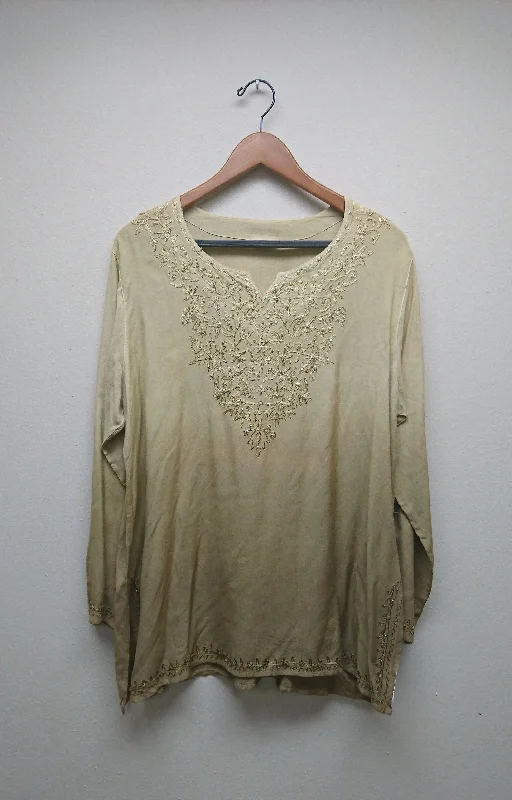 Kurti Blouse Top Light Olive Peter Pan Blouse