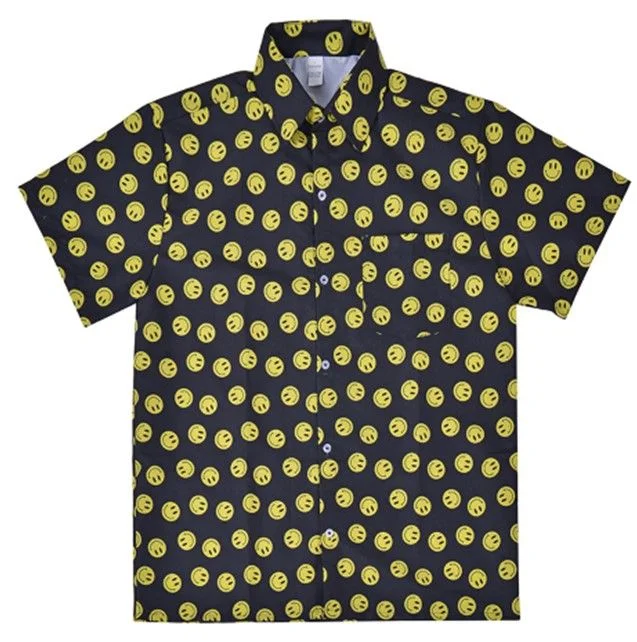 Smiley Face Shirt-- Ribbed Striped Patterned