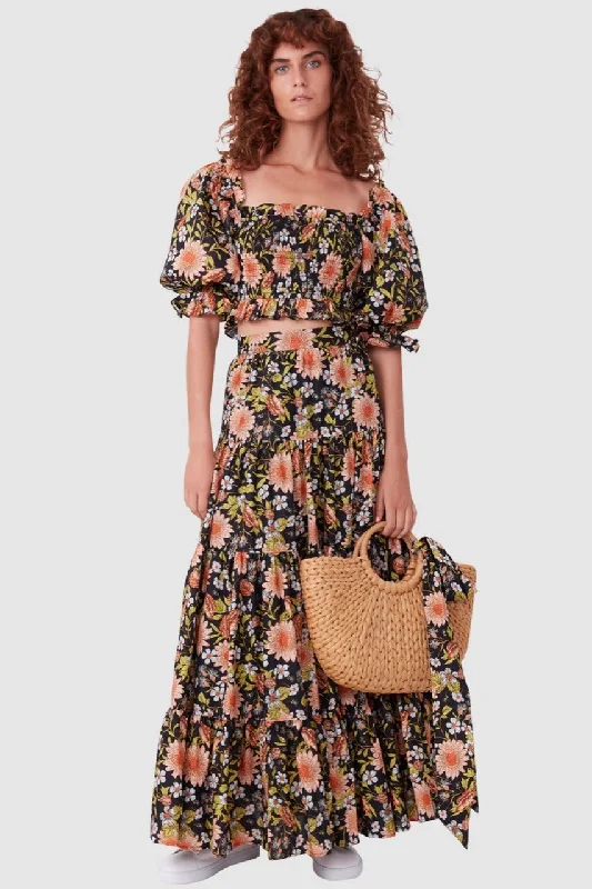 Torannce Edie Blouse - Floral Print Black Double Button Blouse