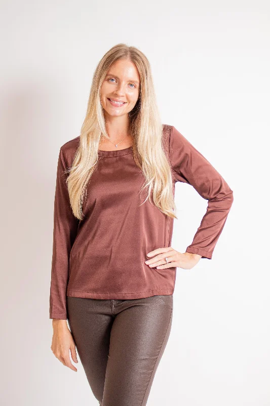 Solid Pecan Brown Blouse Loose Oversized Blouse