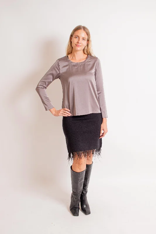 Taupe Gray Blouse Office-Ready Blouse