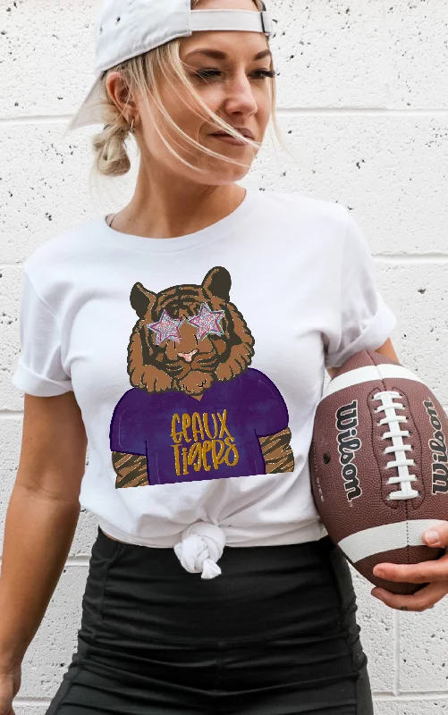 Hazel Blues® |  Tigers Graphic Softstyle T-Shirt-- Hooded Caped Shawl Collar