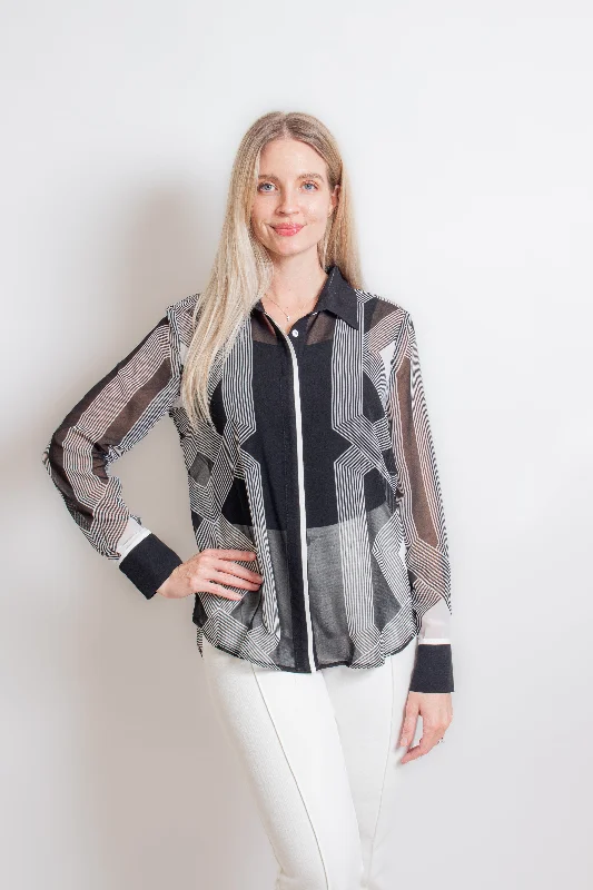 Black & White Blouse Lightweight Linen Blouse