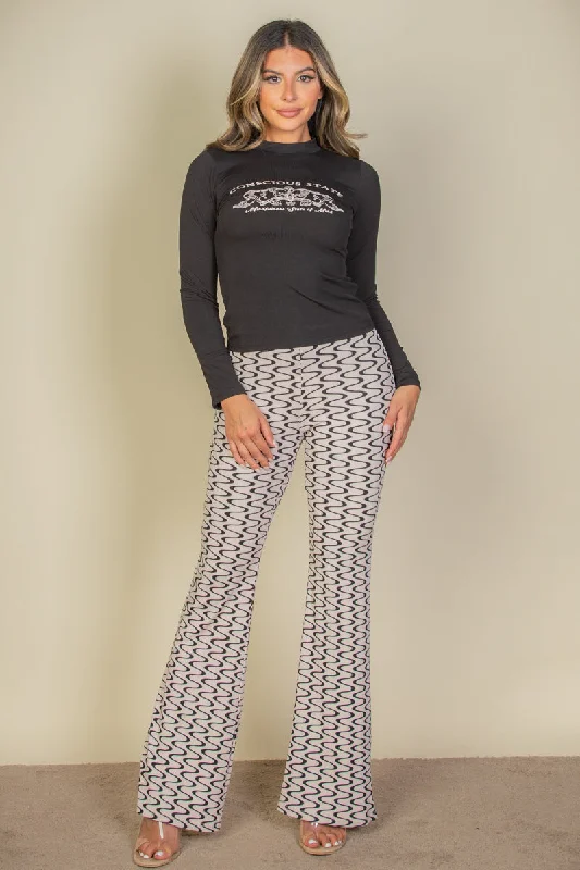 Mindful Ribbed Long Sleeve Graphic T-Shirt-- Plaid T-Shirt Polka Dot Checkered