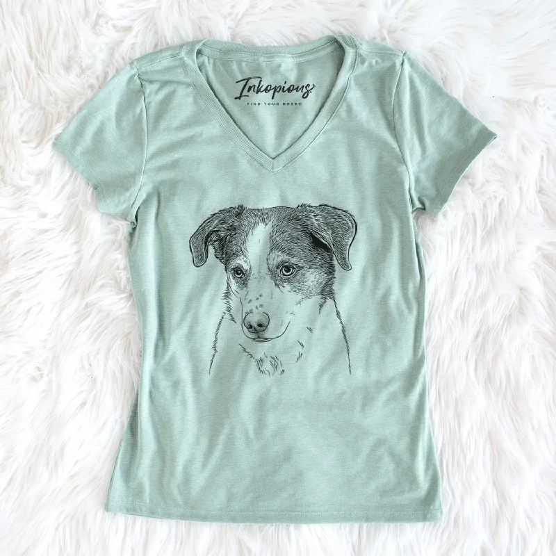 Bare Coco the Beagle Mix - Women's V-neck Shirt-- Graphic T-Shirt Round Neck Polyester Bare Coco the Beagle Mix - Women's V-neck Shirt-- Graphic T-Shirt Round Neck Polyester