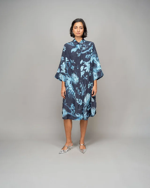 Garden print fence shirt in aurora borealis-- Cozy Warm Stylish