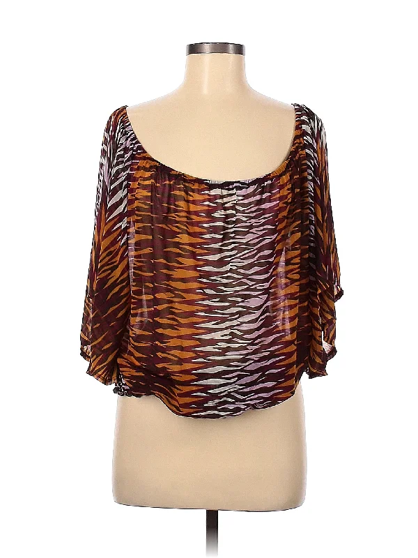 Short Sleeve Blouse Sheer Mesh Blouse
