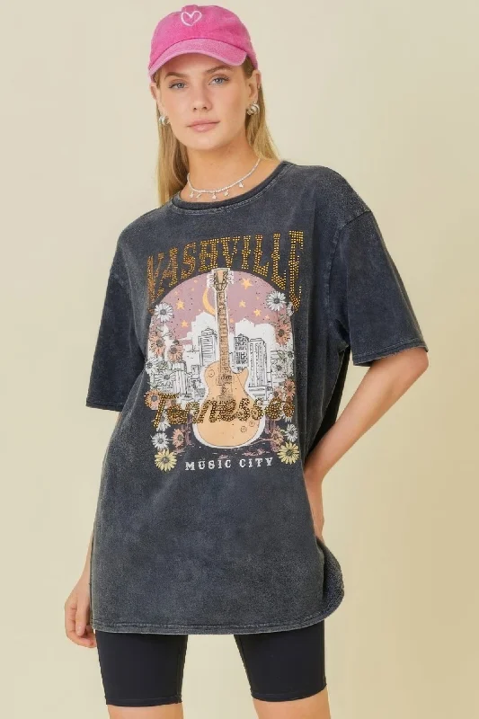 Washing Nashville Music City Graphic T-shirts-- Terry Blend Velvet Blend Canvas Blend Washing Nashville Music City Graphic T-shirts-- Terry Blend Velvet Blend Canvas Blend