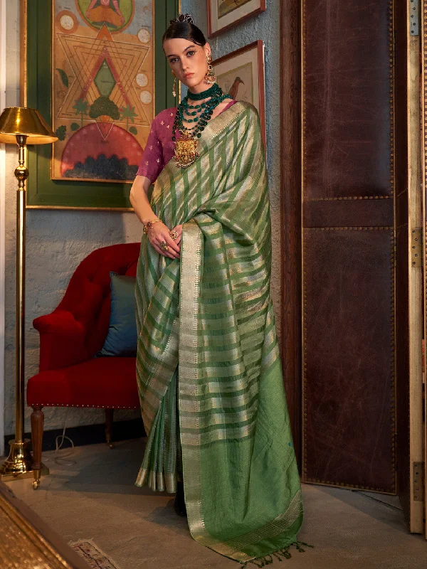 Women's Viscose Silk Burgundy Woven Design Designer Saree With Blouse Piece Casual Stripe Blouse
