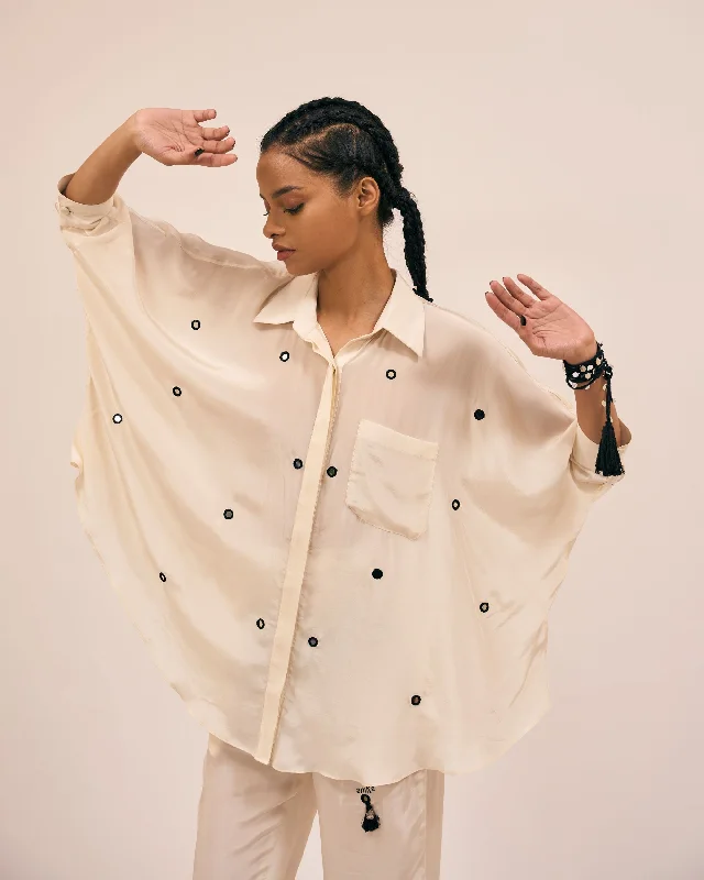 Shell Shirt-- Hooded Caped Shawl Collar