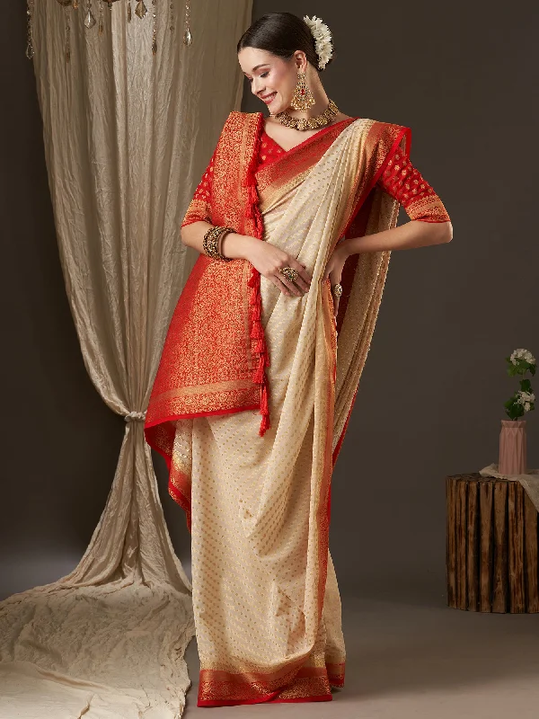 Women's Georgette Off White Woven Design Designer Saree With Blouse Piece Soft Pastel Blouse Women's Georgette Off White Woven Design Designer Saree With Blouse Piece Soft Pastel Blouse