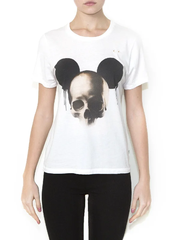 MICKEY SMALL Women Regular Fit T-shirt-- Embroidered Appliqued Beaded