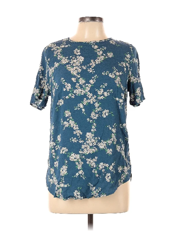Short Sleeve Blouse Asymmetric Hem Blouse