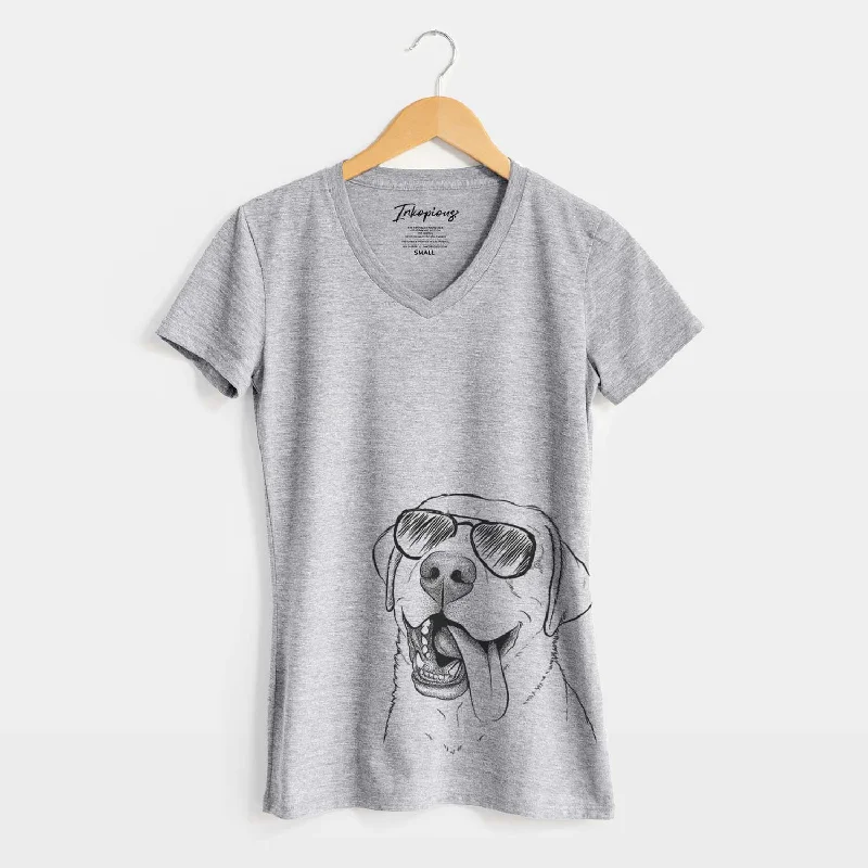 Aviator Finn the Labrador Retriever - Women's V-neck Shirt-- Elegant Classic Vintage Aviator Finn the Labrador Retriever - Women's V-neck Shirt-- Elegant Classic Vintage