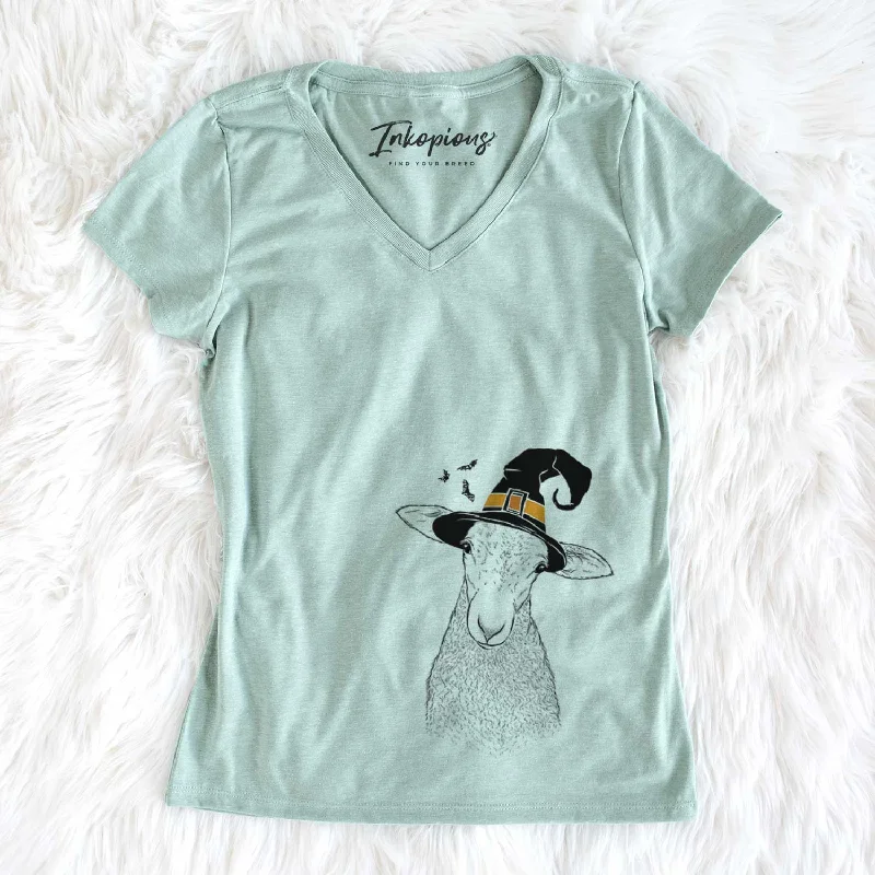 Witch Ivy the Lamb - Women's V-neck Shirt-- Zippered Front Buttoned Front Snap Front Witch Ivy the Lamb - Women's V-neck Shirt-- Zippered Front Buttoned Front Snap Front