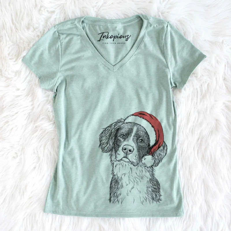 Santa Dulce the Drentsche Patrijshond - Women's V-neck Shirt-- Modern Contemporary Chic Santa Dulce the Drentsche Patrijshond - Women's V-neck Shirt-- Modern Contemporary Chic