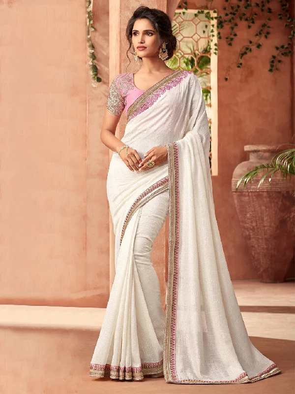 Women's Pure Chiffon White Embellished Designer Saree With Blouse Piece Sleeveless Summer Blouse Women's Pure Chiffon White Embellished Designer Saree With Blouse Piece Sleeveless Summer Blouse