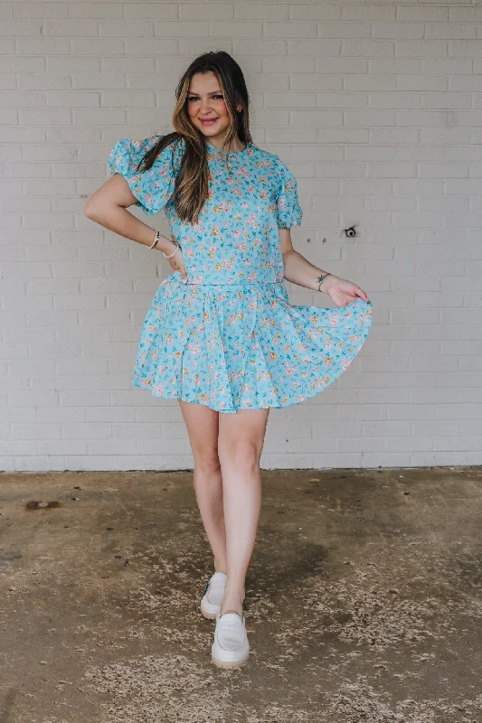 Sweet Secret Blue Floral Blouse Slim Fit Blouse