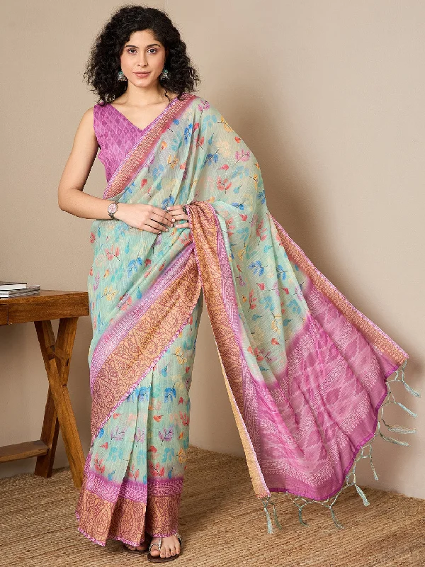 Women's Soft Silk Mauve Printed Ready to Wear With Blouse Piece Backless Summer Blouse Women's Soft Silk Mauve Printed Ready to Wear With Blouse Piece Backless Summer Blouse
