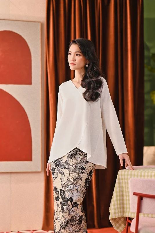 The Capai Women Caya Blouse - White Elegant Semi-Sheer Blouse