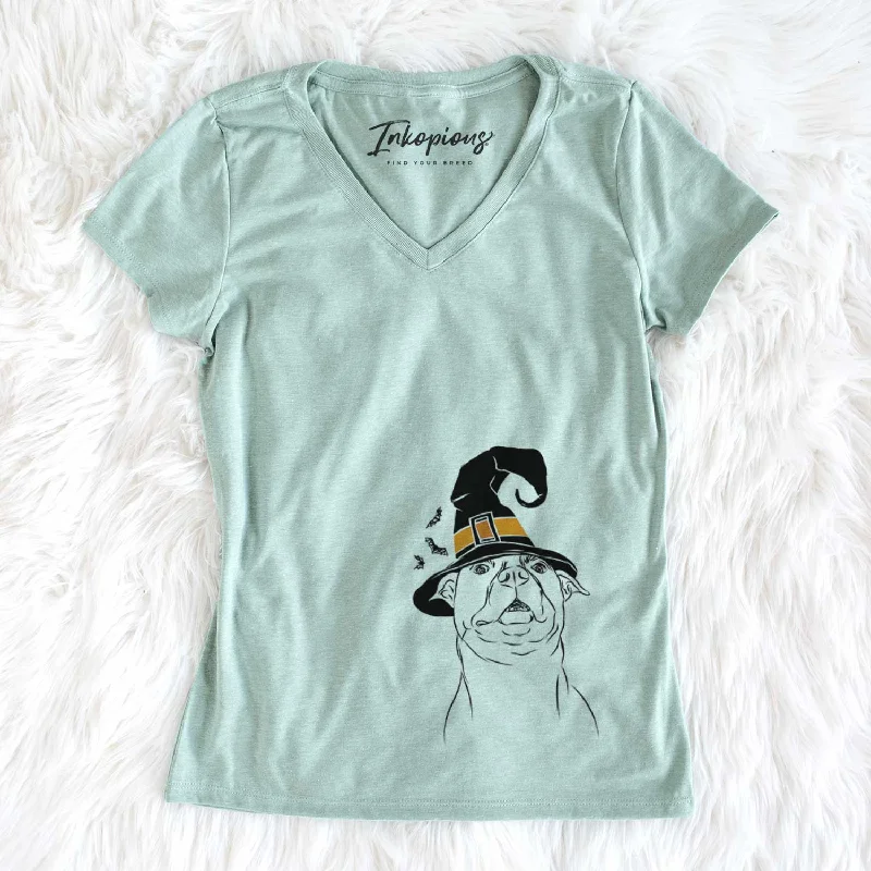 Witch Zada the Pitbull - Women's V-neck Shirt-- Fashionable Trendy Casual