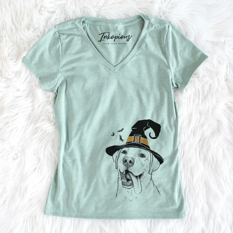 Witch Finn the Labrador Retriever - Women's V-neck Shirt-- Casual Formal Business