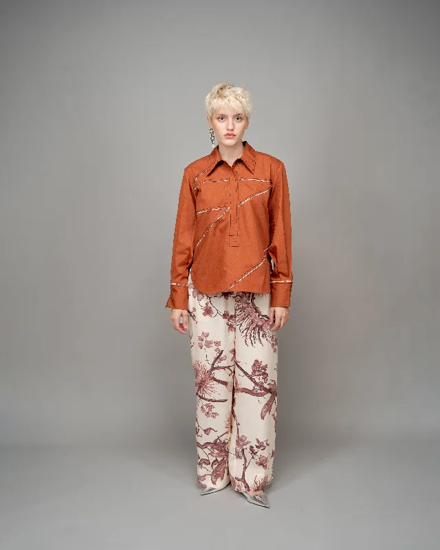 Berg Tunic Shirt-- Print Jacquard Patchwork