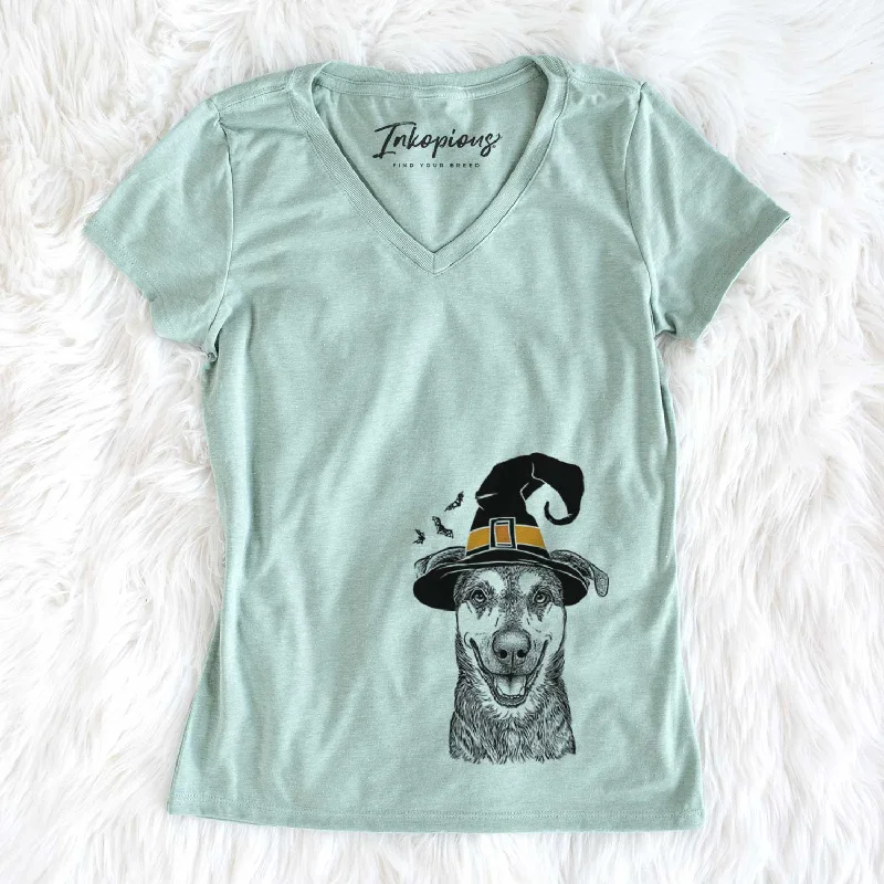 Witch Case the Mixed Breed - Women's V-neck Shirt-- V-Neck T-Shirt Long Sleeve Cotton Witch Case the Mixed Breed - Women's V-neck Shirt-- V-Neck T-Shirt Long Sleeve Cotton