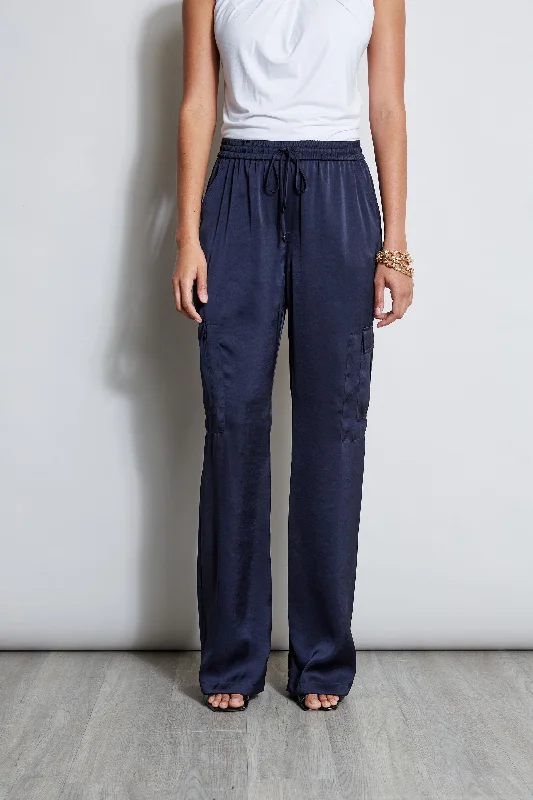 Relaxed Satin Cargo Pant Comfortable Jogger Trousers