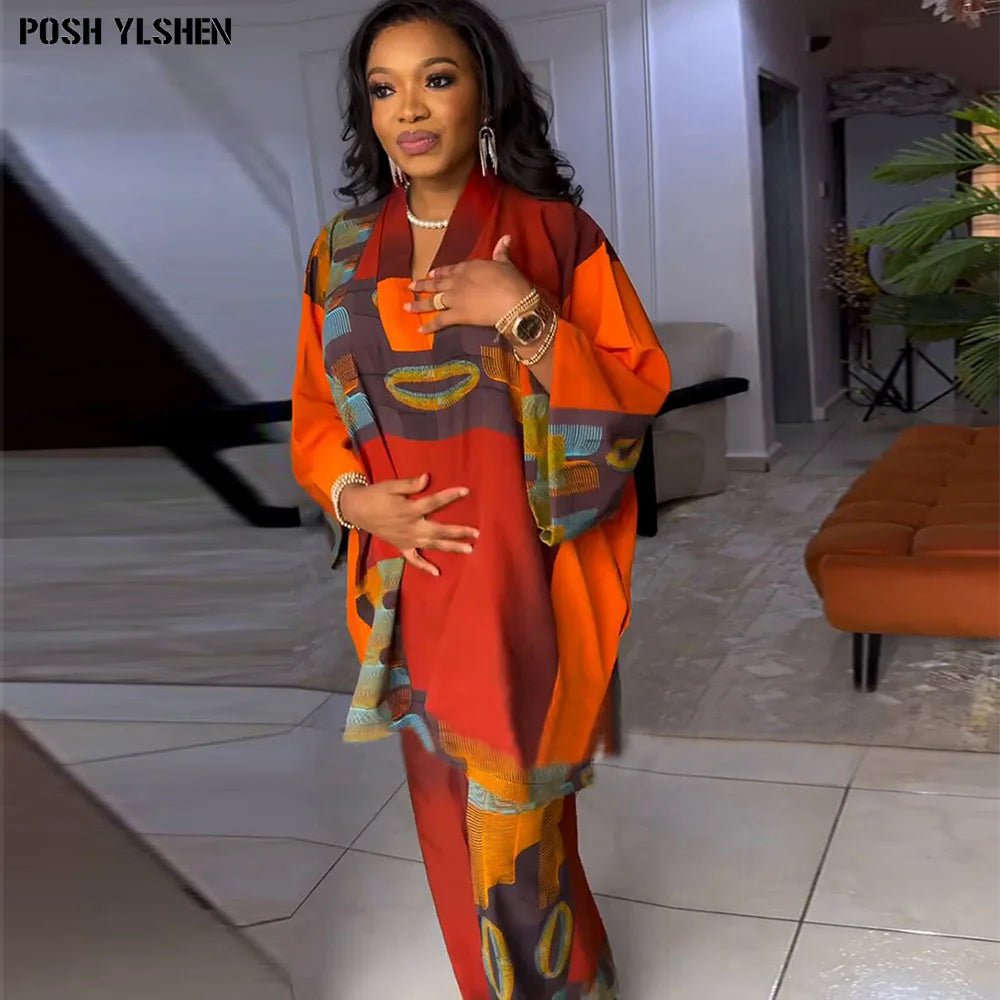 2PC African Print Set for Women - Dashiki Tops and Pants Vacation Outfit Plus Size Stylish Paperbag Waist Pants 2PC African Print Set for Women - Dashiki Tops and Pants Vacation Outfit Plus Size Stylish Paperbag Waist Pants